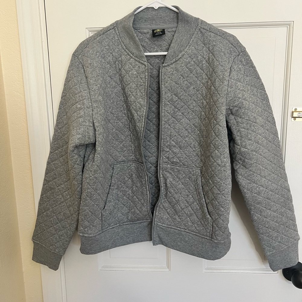 Athletic Works Light Gray Quilted Bomber Jacket